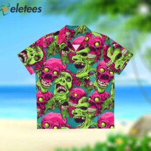 Aloha Monster Horror Tropical Shirt with Zombie Brain Pattern