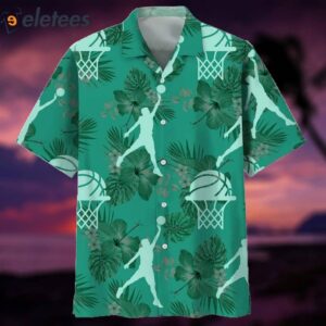 Basketball Flower Kelly Green Hawaiian Shirt