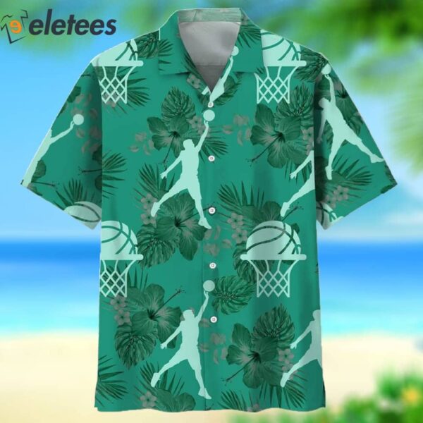 Basketball Flower Kelly Green Hawaiian Shirt
