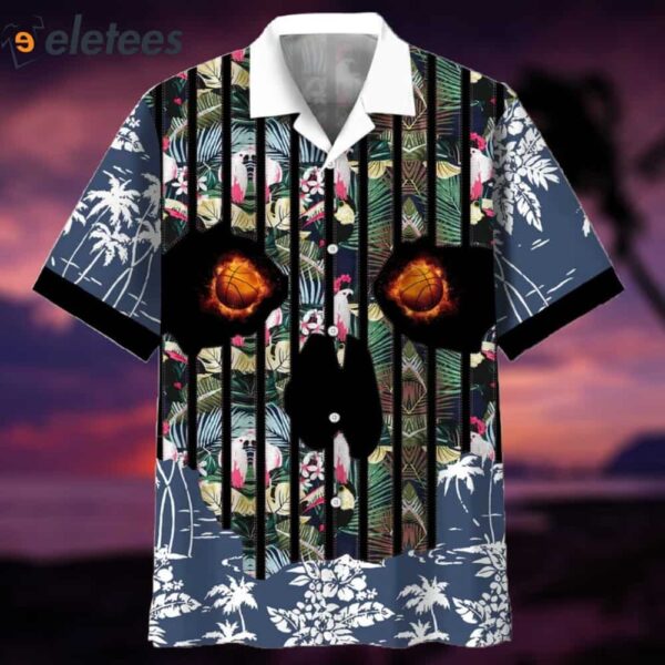 Basketball Flower Skull Hawaiian Shirt