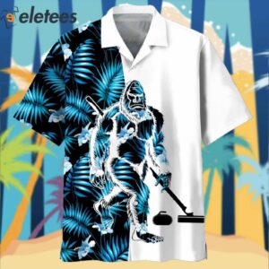 Bigfoot Curling Tropical Hawaiian Shirt
