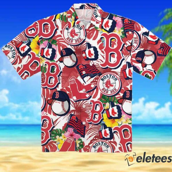 Boston Red Sox Pattern Hawaiian Shirt