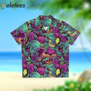 Brain-Feasting Zombie Horror Tropical Aloha Monster Wear Shirt