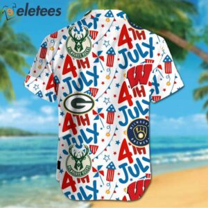 Bucks Brewers Packers Badgers 4th July Hawaiian Shirt2