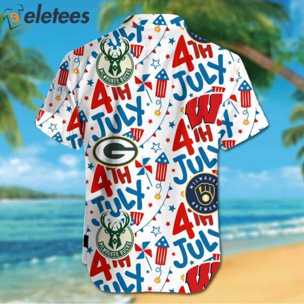 Bucks Brewers Packers Badgers 4th July Hawaiian Shirt