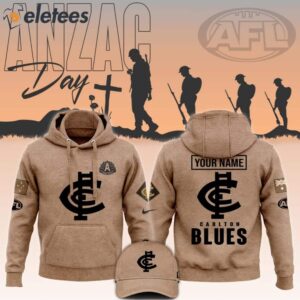 Carlton Blues AFL Anzac Day Brown Hoodie