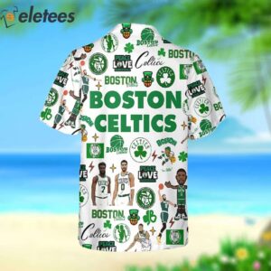 Celtics Peace Love Basketball Fan Hawaiian Shirt 3