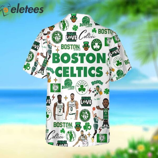 Celtics Peace Love Basketball Fan Hawaiian Shirt
