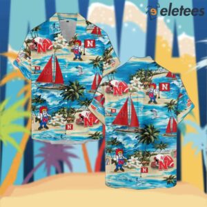 Cornhuskers Boat Sailing Palm Tree Hawaiian Shirt1
