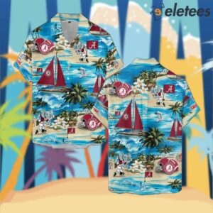 Crimson Tide Boat Sailing Palm Tree Hawaiian Shirt1