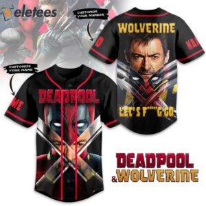 Deadpool Wolverine Let's Fucking Go Custom Name Baseball Jersey