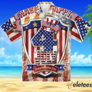 Firework Stripe Flag Hawaiian Shirt