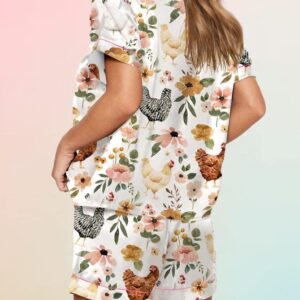 Floral Chickens Pajama Set2