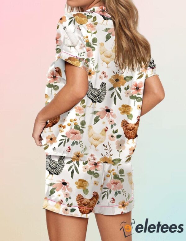 Floral Chickens Pajama Set