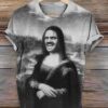 Funny Mona Lisa Art Pattern Print T-shirt