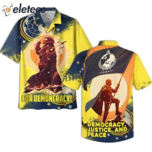 Helldivers Democracy Justice And Peace Hawaiian Shirt