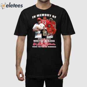 In Memory Of April 15 2024 Whitey Herzog Cardinals Thank You For The Memories Shirt 2