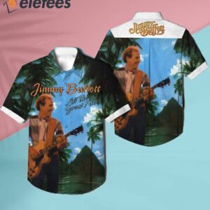 Jimmy Buffett All The Great Hits Album Cover Hawaiian Shirt