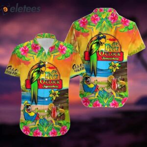 Jimmy Buffett Parrot It's Five O'Clock Somewhere Aloha Hawaiian Shirt