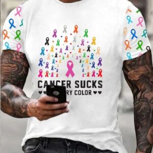 Mens Cancer Sucks In Every Color Print T Shirt1