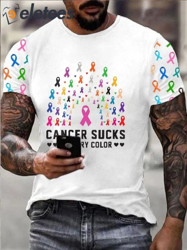 Men’s Cancer Sucks In Every Color Print T-Shirt