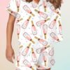 Retro Champagne Pink Print Pajama Set