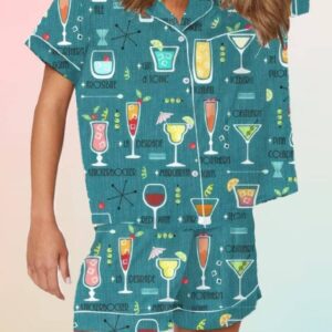 Retro Lets Drink Art Print Pajama Set