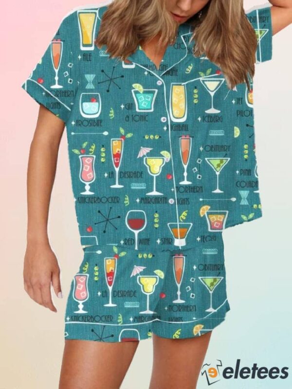 Retro Let’s Drink Art Print Pajama Set