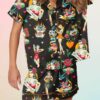 Retro Pin Up Girl Black Print Pajama Set