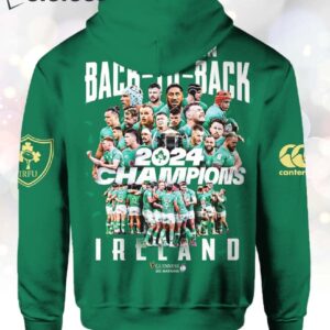 Rugby Six Nations 2024 Ireland Rugby Champions Back To Back Hoodie 2