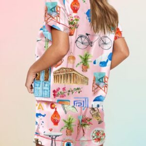 Santorini Greece Travel Pajama Set3