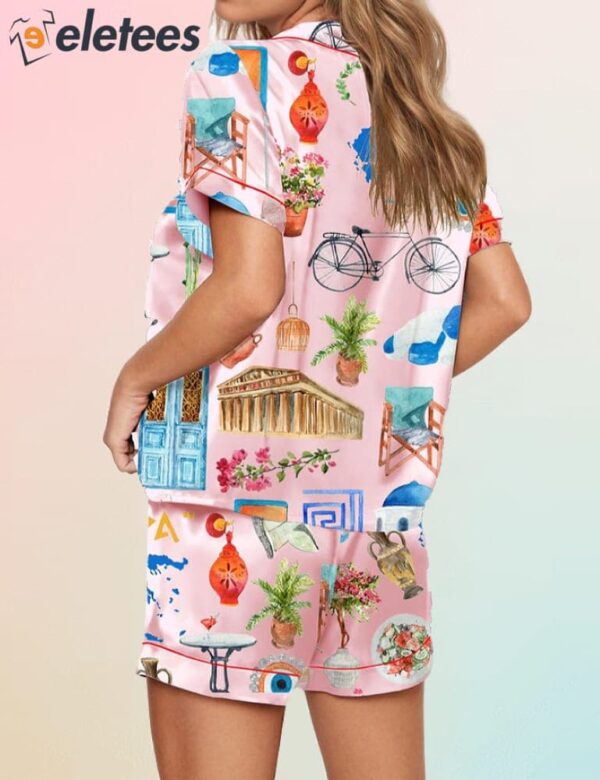 Santorini Greece Travel Pajama Set