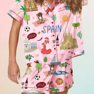 Spain Travel Watercolor Pajama Set1