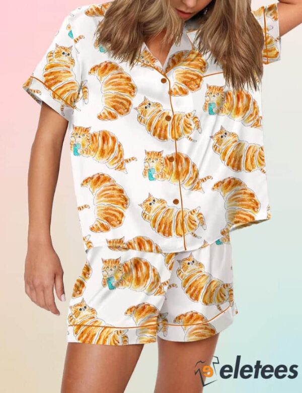 The Croissant Cat On The Phone Pajama Set