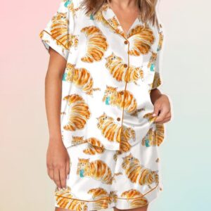 The Croissant Cat On The Phone Pajama Set1