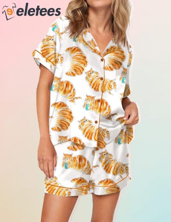 The Croissant Cat On The Phone Pajama Set