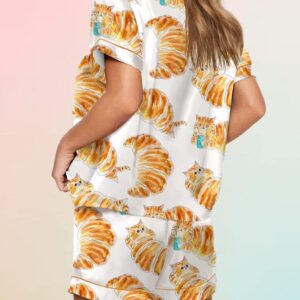 The Croissant Cat On The Phone Pajama Set2