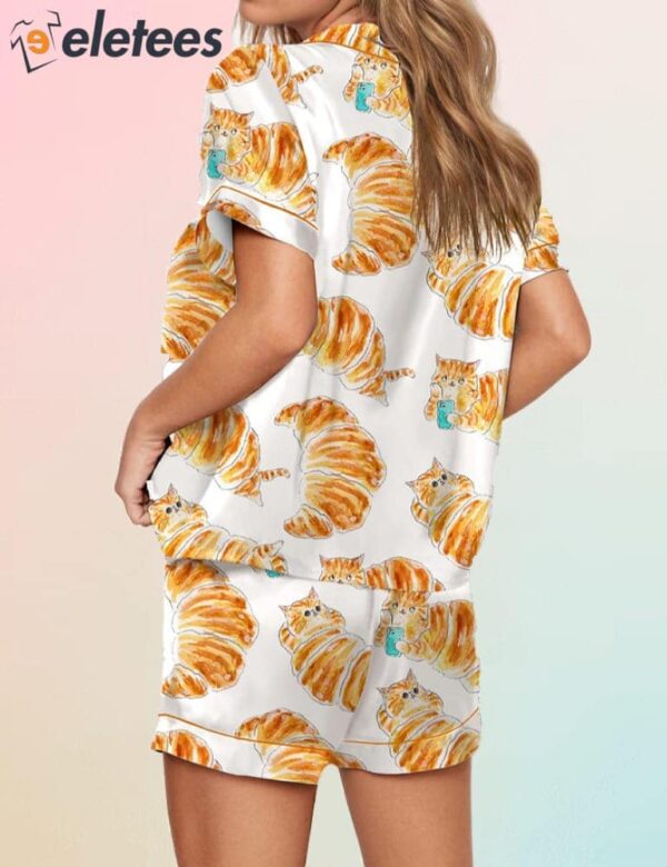 The Croissant Cat On The Phone Pajama Set