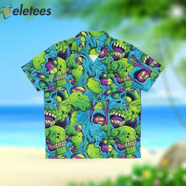 Tropical Hawaiian Zombie Horror Brainstorm Monster Aloha Shirt