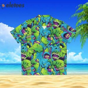 Tropical Hawaiian Zombie Horror Brainstorm Monster Aloha Shirt 2