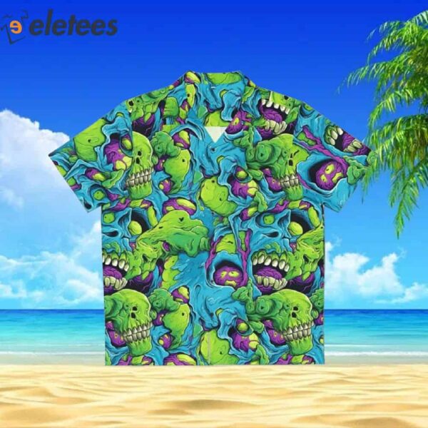 Tropical Hawaiian Zombie Horror Brainstorm Monster Aloha Shirt