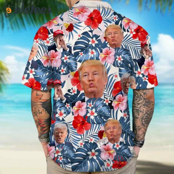 Trump Funny Photo Tropical Hibiscus Hawaiian Shirt