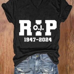 Women’s 1947-2024 Rest In Peace V Neck T-shirt