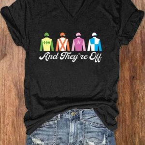 Womens Derby Day And Theyre Off Printed Casual T Shirt1