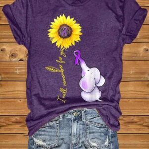 Womens Elephant I Will Remember For You Sunflower Alzheimer Print T shirt1