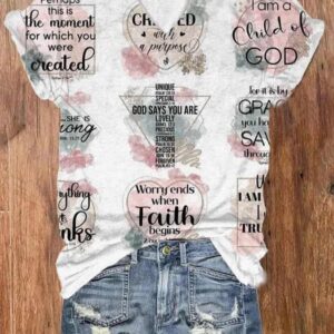 Women’s Faith Print Casual T-Shirt