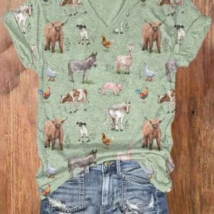 Womens Farm Animals Print T Shirt