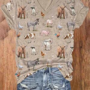 Womens Farm Animals Print T Shirt1