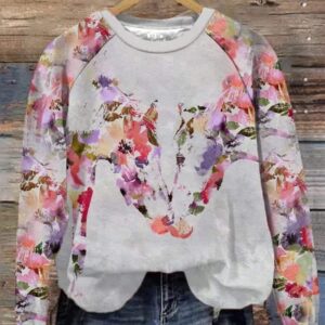 Women’s Floral Horse Lover Print Crewneck Sweatshirt
