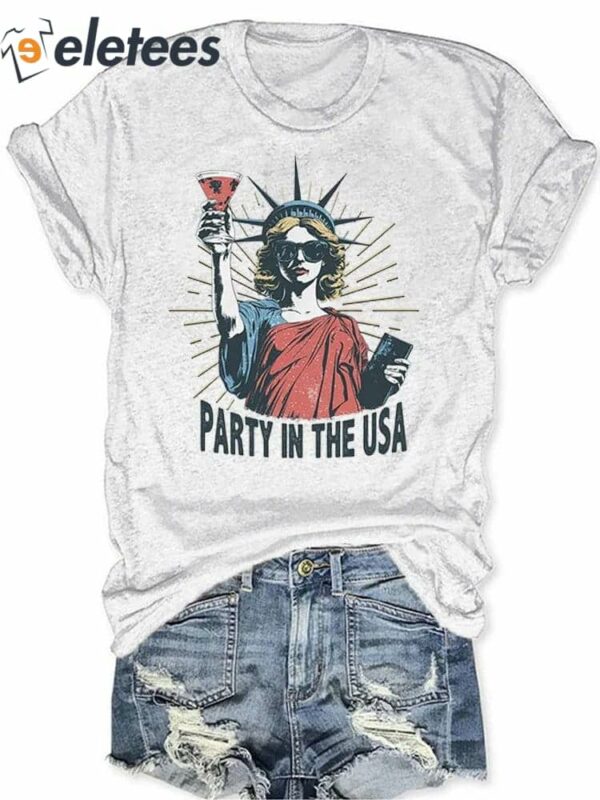 Women’s Party In The USA Print Round Neck T-shirt